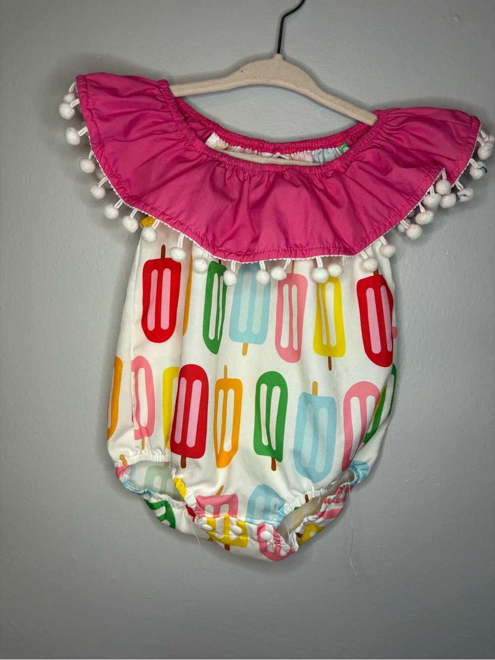 PatPat Pink Ruffle Popsicle Print Baby Romper